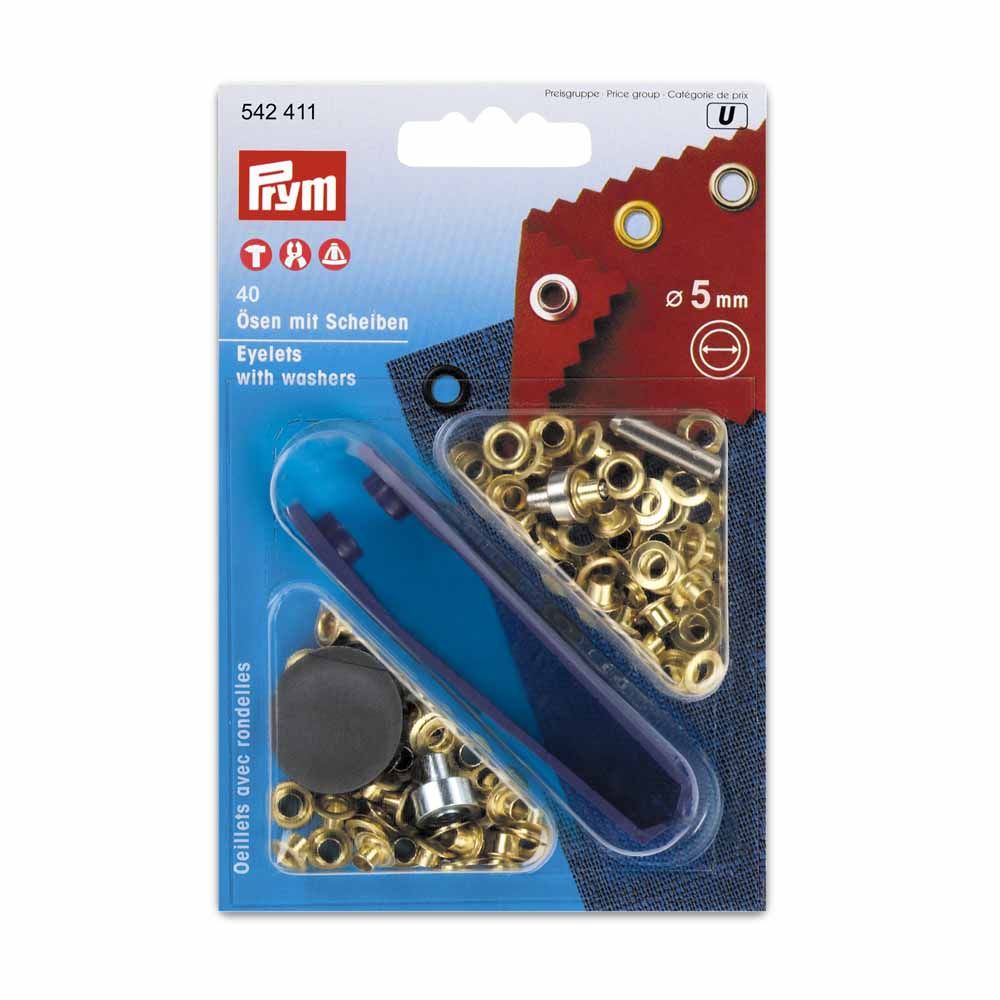 Prym - Eyelets/Washers brass 5mm gold x 40pc
