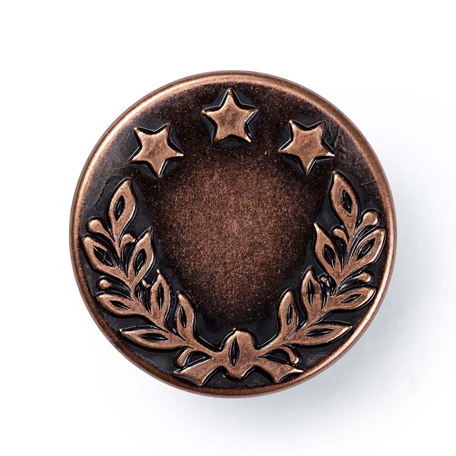 Prym Jeans Buttons 14mm Antique Copper Laurel Wreath - 8 Pieces Brass Rustproof P622200