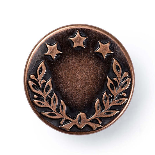 Prym Jeans Buttons 14mm Antique Copper Laurel Wreath - 8 Pieces Brass Rustproof P622200