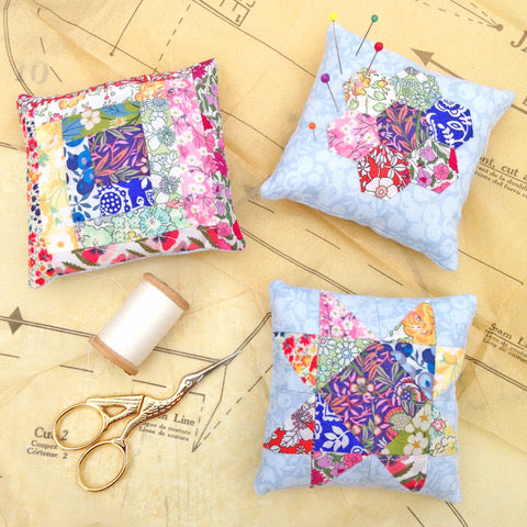Alice Caroline - Liberty Tana Lawn Fabric Three Patchwork Pin Cushion Kit