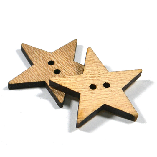 Olive Wood Star Button – 15mm