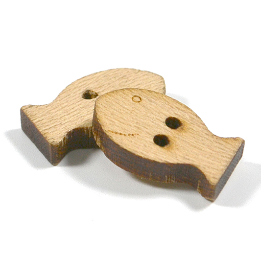 Olive Wood Fish Button – 20mm