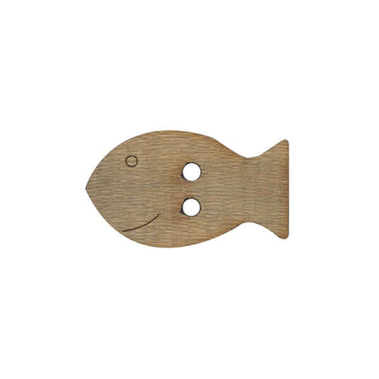 Olive Wood Fish Button – 20mm