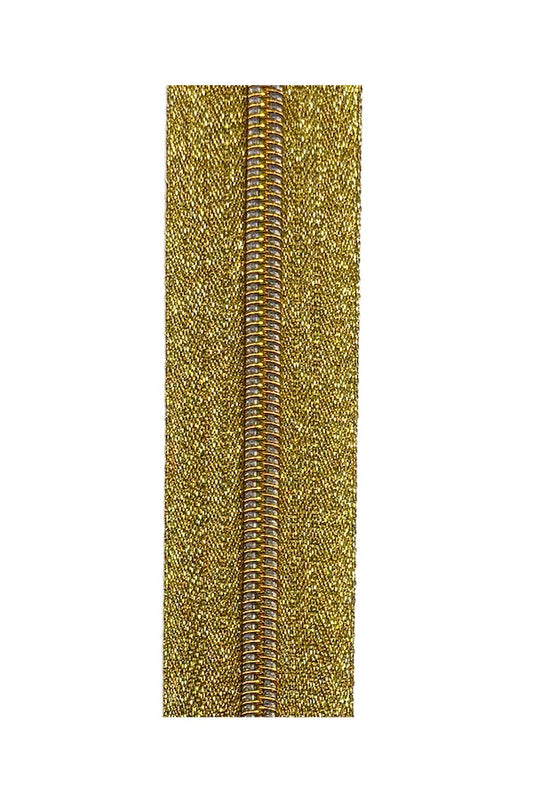 Gold Metallic with Gold Teeth continuous heavy duty zip no.5 with pulls