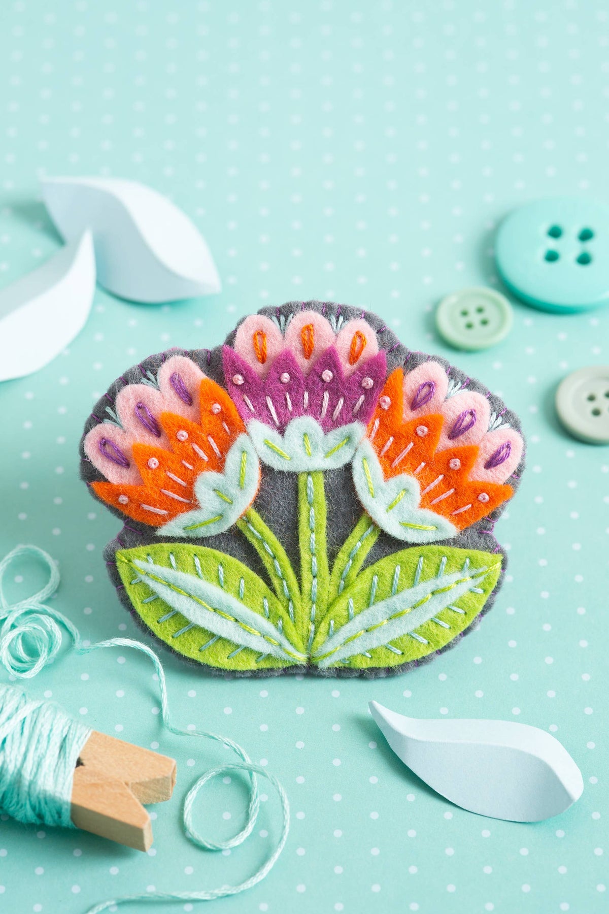 Marianne Flower Felt Craft Brooch Kit | Beginner Craft Kit