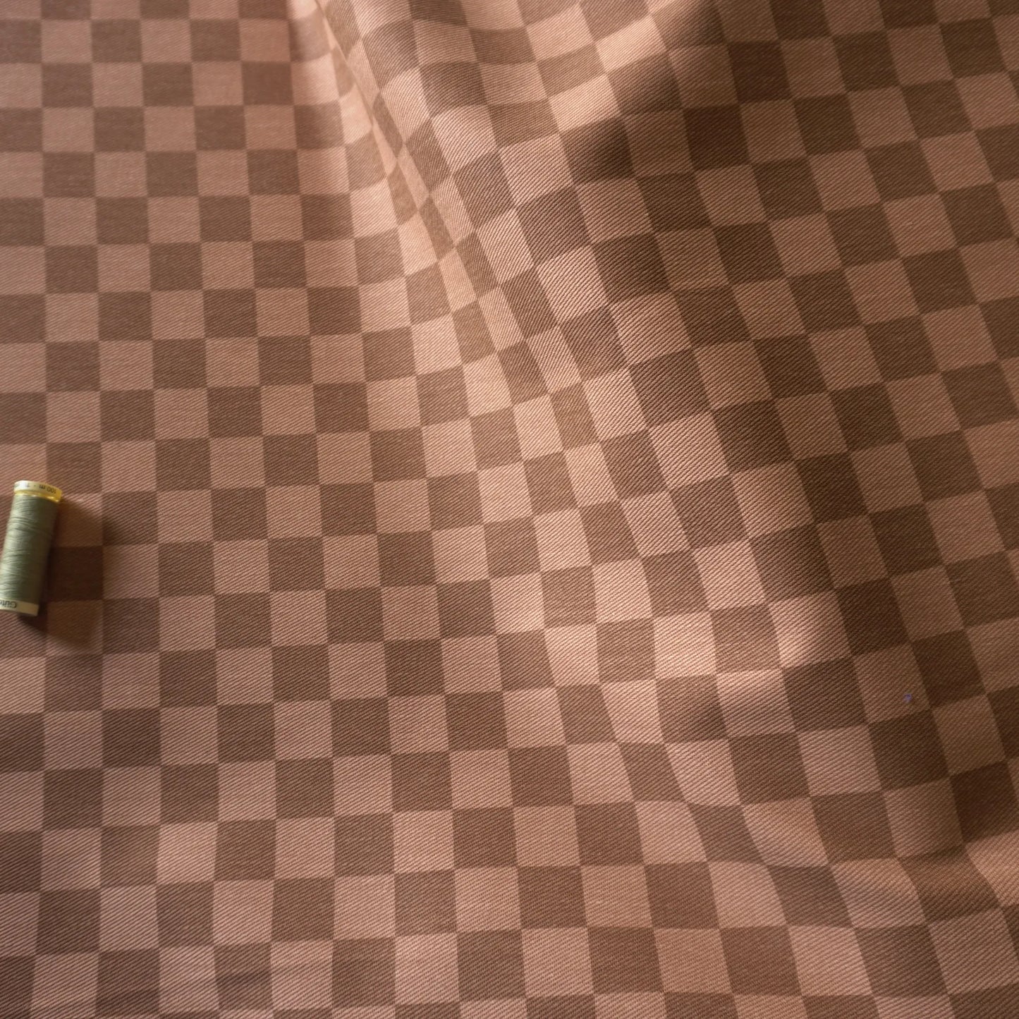 Washed chocolate Checkerboard Cotton Twill