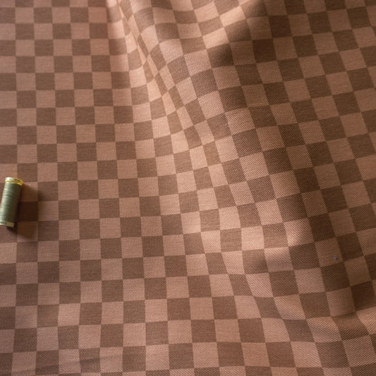 Washed chocolate Checkerboard Cotton Twill