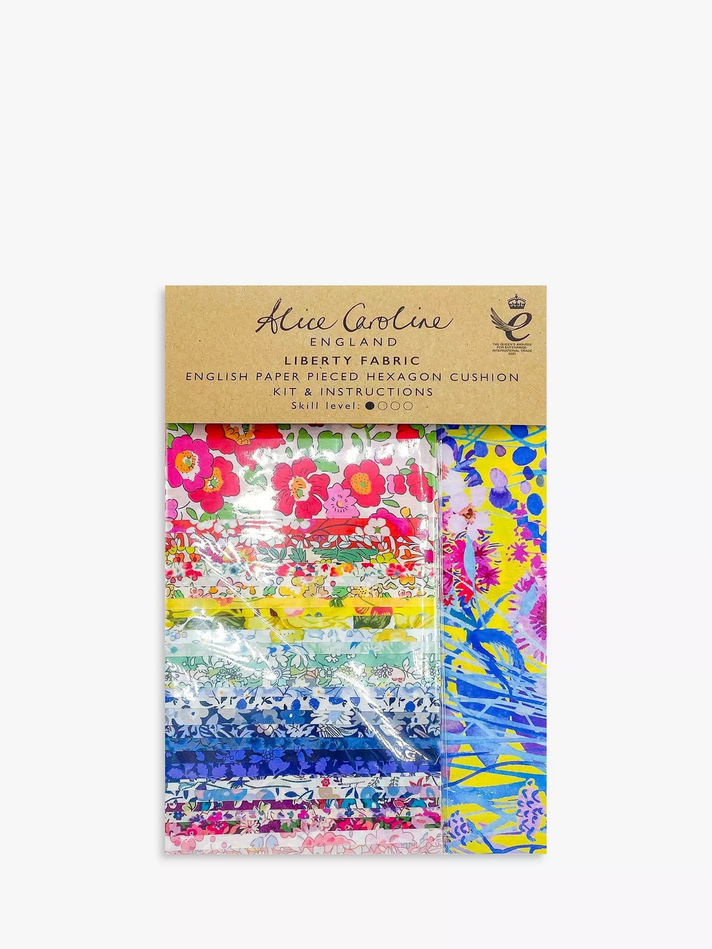 Alice Caroline - Liberty Tana Lawn Fabric Rainbow EPP Hexagon Cushion Kit