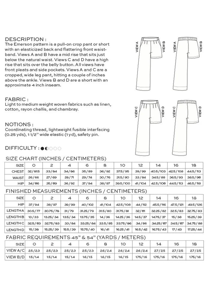 The Emerson Pant & Short Pattern By True Bias