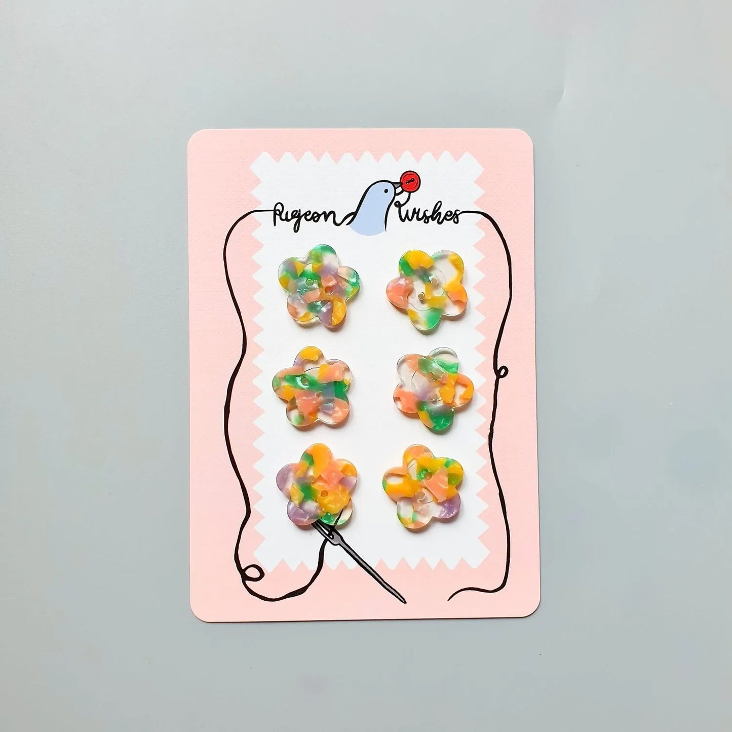 Pigeon wishes buttons - Midsommar button card (25mm coat size)