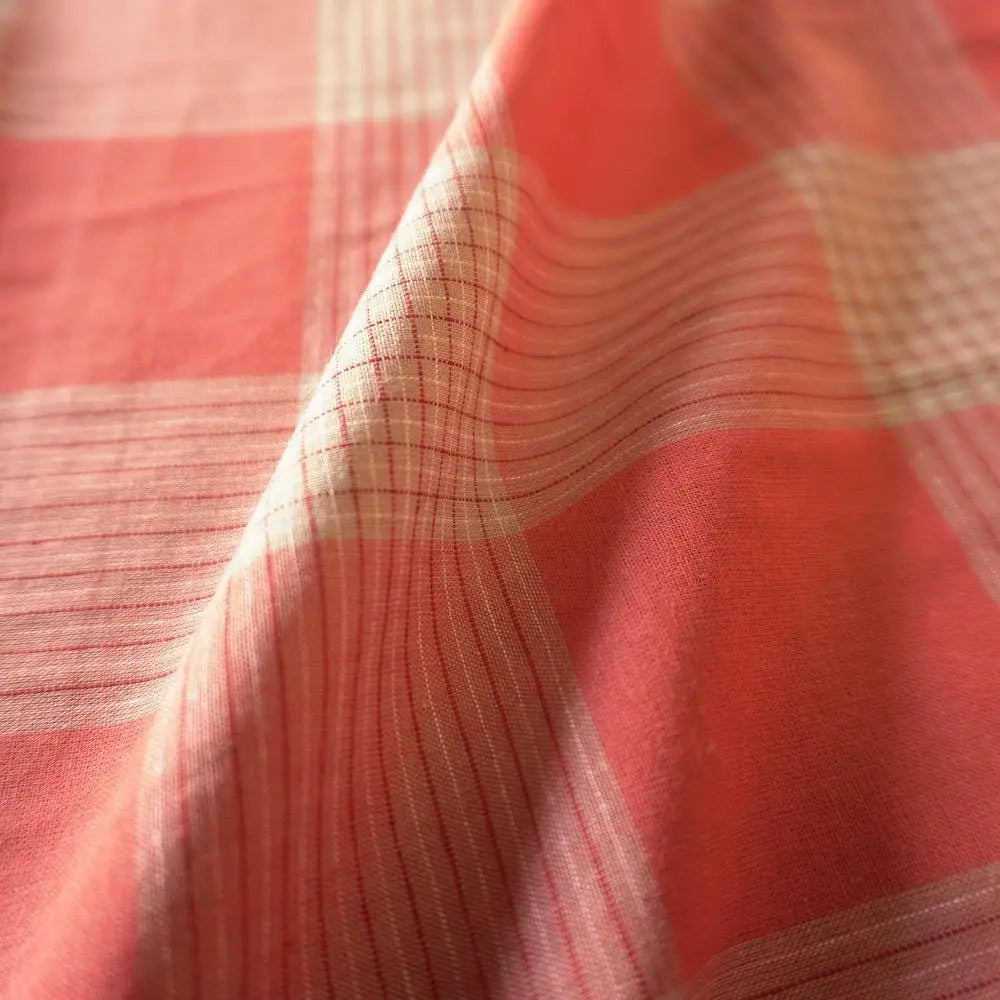 Terracotta & Cream Cotton-Linen Check