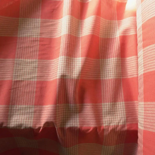 Terracotta & Cream Cotton-Linen Check