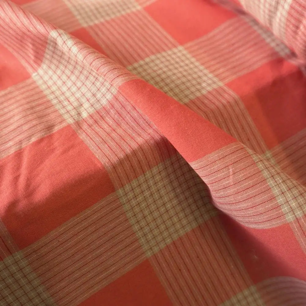 Terracotta & Cream Cotton-Linen Check