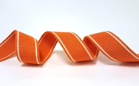 Orange/white Cotton Blend Heavy Weight Webbing 34mm