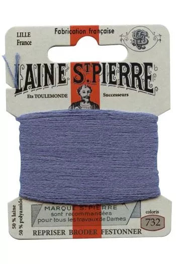 Laine St. Pierre darning wool card no. 732 - gauloise blue
