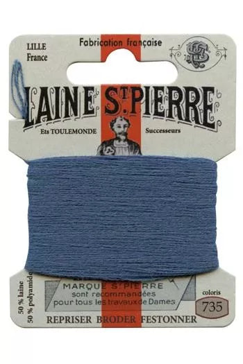 Laine St. Pierre darning wool card no. 735 - enamel blue