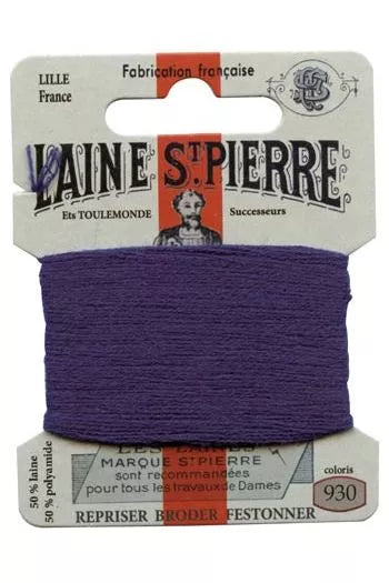 Laine St. Pierre darning wool card no. 930 - marble blue