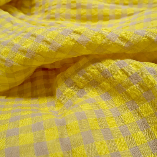 Yarn dyed linen gingham bubble - yellow