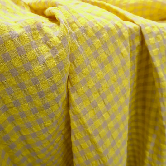 Yarn dyed linen gingham bubble - yellow