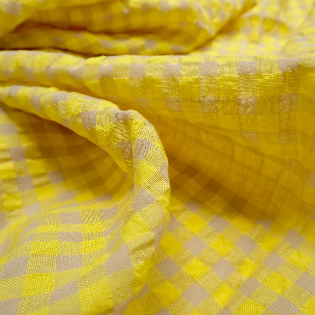 Yarn dyed linen gingham bubble - yellow
