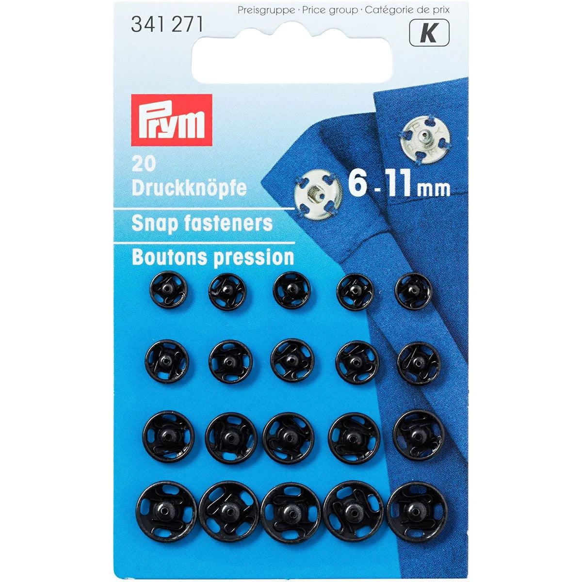 P341271 Snap fasteners 6-11mm black