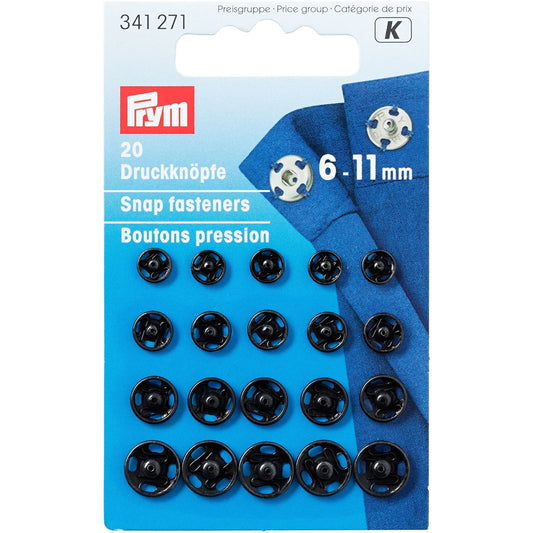 P341271 Snap fasteners 6-11mm black