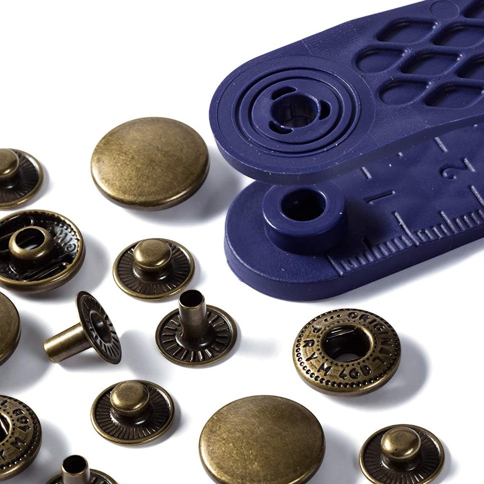 Prym Non-sew Fasteners 15mm Brass Antique Brass - 10 Pieces P390299