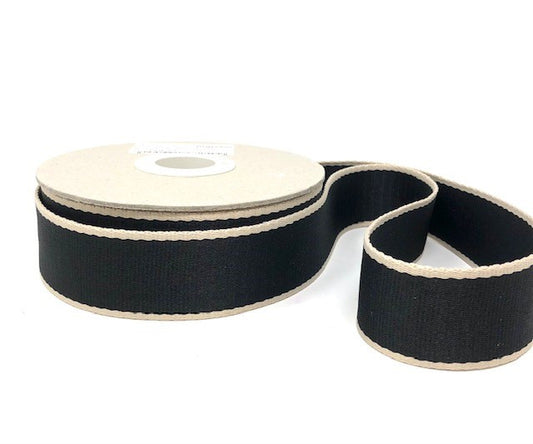 Heavy weight webbing 38mm - Black/Cream
