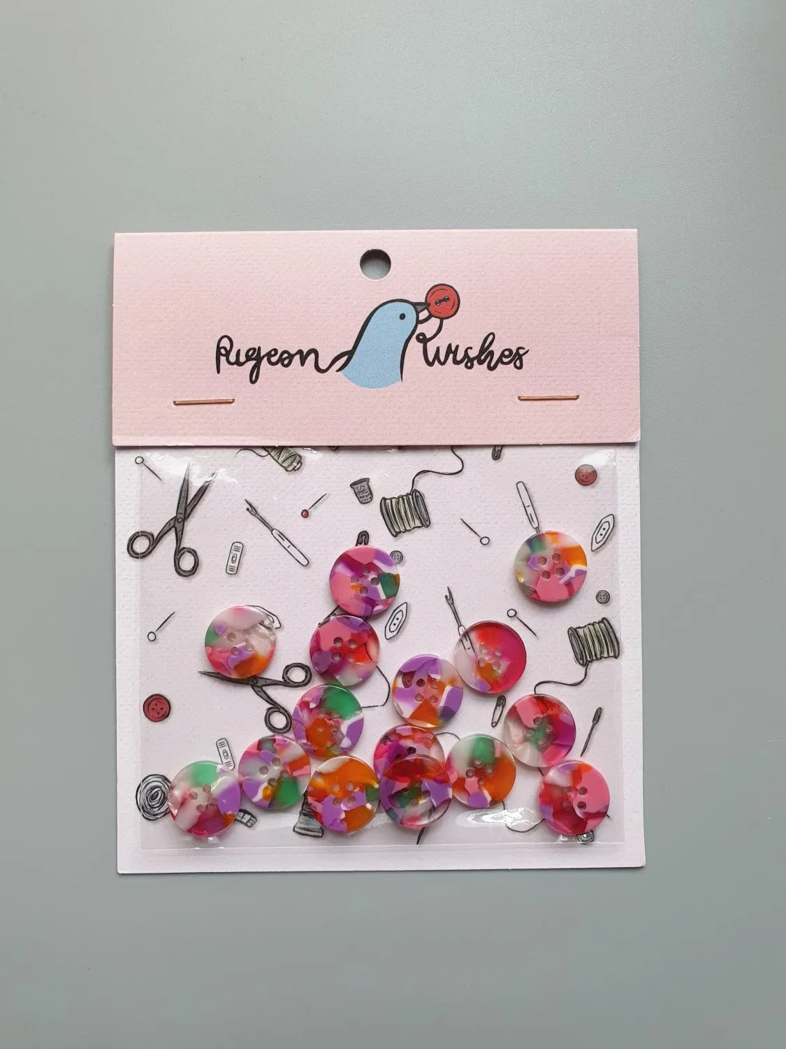 Pigeon Wishes Buttons - Bloom button set (15mm shirting size)